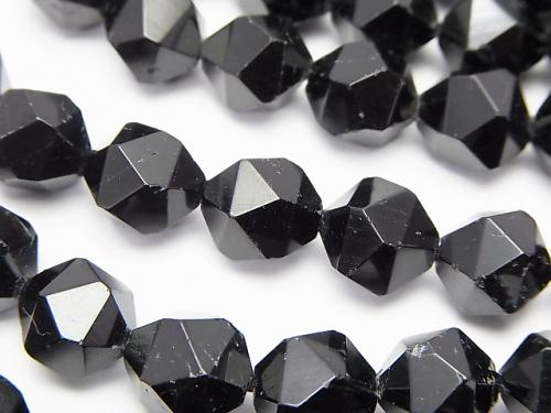 Black Tourmaline AA + 24 Faceted Round 10 mm half or 1 strand (aprx.15 inch / 37 cm)