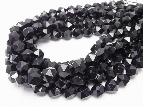 Black Tourmaline AA + 24 Faceted Round 12 mm half or 1 strand (aprx.15 inch / 37 cm)