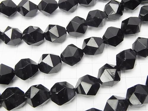 Black Tourmaline AA + 24 Faceted Round 14 mm half or 1 strand (aprx.15 inch / 37 cm)