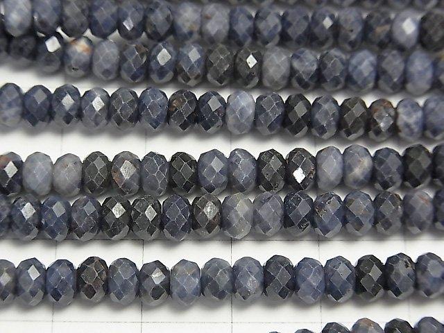 [Video] High Quality!  Sapphire AA+ Faceted Button Roundel 5x5x3 half or 1strand beads (aprx.15inch/38cm)