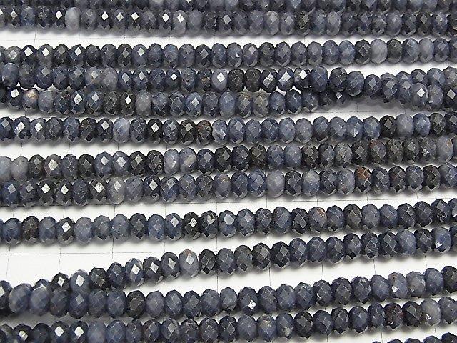 [Video] High Quality!  Sapphire AA+ Faceted Button Roundel 5x5x3 half or 1strand beads (aprx.15inch/38cm)