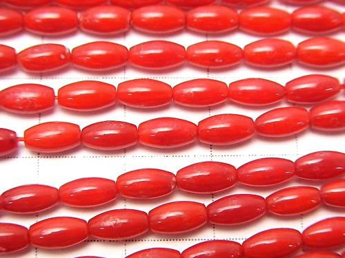 1 strand $3.79!Red  Coral (Dyed) Rice 6 x 3 x 3 mm 1strand (aprx.15 inch / 38 cm)
