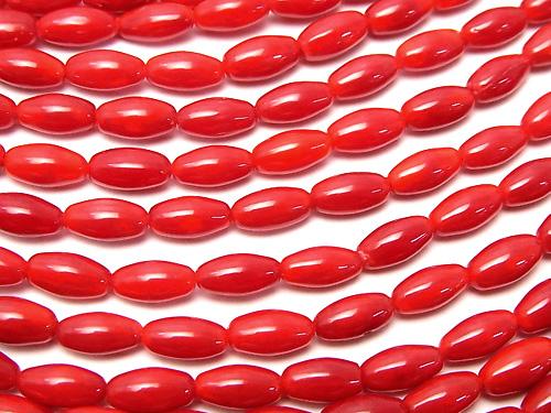 1strand $4.79!Red  Coral (Dyed) Rice 8 x 4 x 4 mm 1strand (aprx.15 inch / 38 cm)