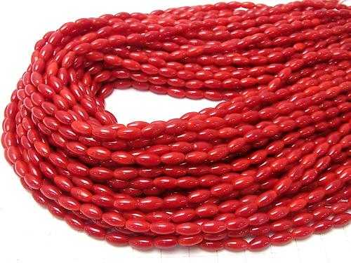1strand $4.79!Red  Coral (Dyed) Rice 8 x 4 x 4 mm 1strand (aprx.15 inch / 38 cm)