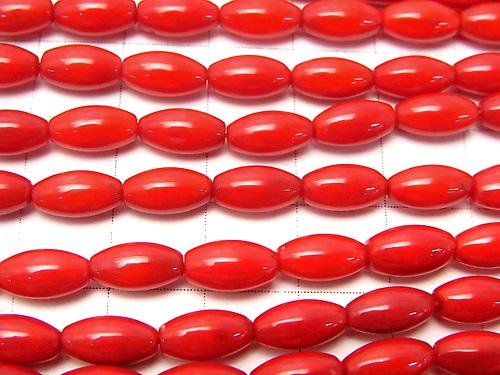 1strand $5.79!Red  Coral (Dyed) Rice 9 x 5 x 5 mm 1strand (aprx.15 inch / 37 cm)