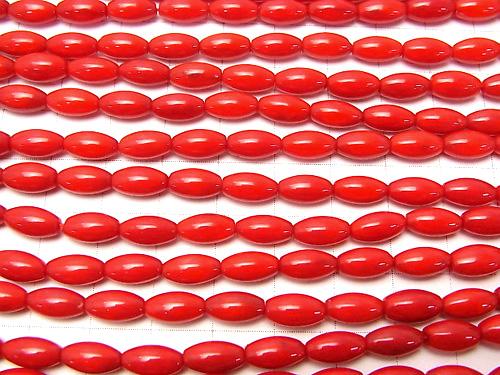1strand $5.79!Red  Coral (Dyed) Rice 9 x 5 x 5 mm 1strand (aprx.15 inch / 37 cm)