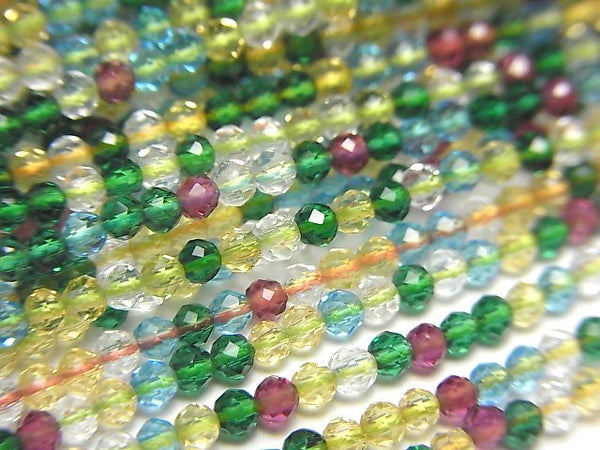 High Quality! Glass Beads Faceted Round 2mm Multicolor 1strand beads (aprx.14inch/34cm)