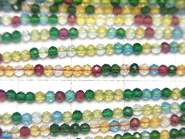 High Quality! Glass Beads Faceted Round 2mm Multicolor 1strand beads (aprx.14inch/34cm)