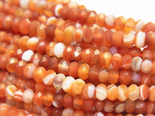 High Quality!  Carnelian ,Sardonyx AAA Faceted Button Roundel 4x4x2.5mm half or 1strand beads (aprx.15inch/37cm)