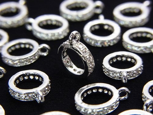 New size now available! Metal parts Roundel with Ring [6mm][7mm][8mm][10mm] Silver color (with CZ) 3pcs
