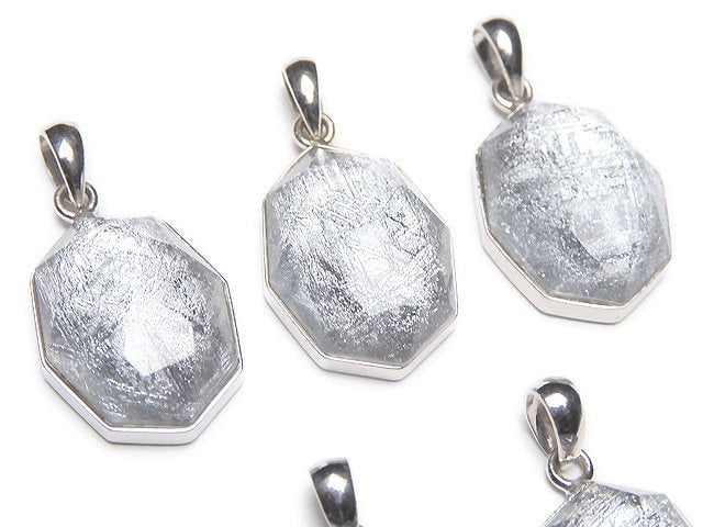 Meteorite (Muonionalusta) Octagonal Pendant 16x12x7mm Silver925