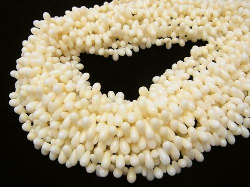 1strand $8.79! White Coral Drop (Smooth) 7x4x4mm 1strand (aprx.15inch / 38cm)