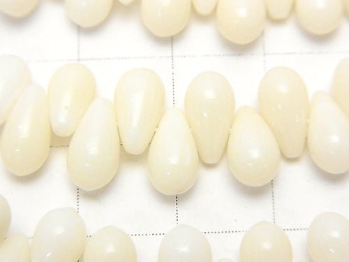 White Coral Drop (Smooth) 9x5x5mm half or 1strand beads (aprx.15inch / 38cm)