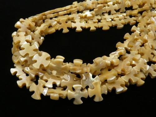 1strand $8.79! Mother of Pearl MOP Cross 15x15x3mm Beige 1strand (aprx.15inch / 37cm)