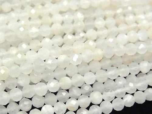 [Video] High Quality! White Moonstone AAA 32Faceted Round 4mm 1strand beads (aprx.15inch/37cm)