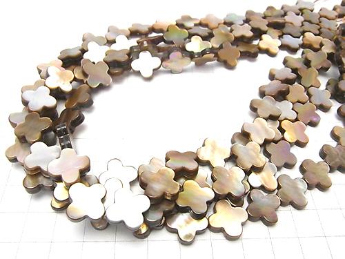 Brown Shell AAA Flower motif 13x13x3mm 1/4 or 1strand (aprx.15inch / 38cm)