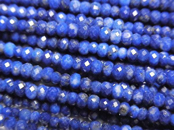 [Video] High Quality! Lapislazuli AAA- Faceted Button Roundel 2x2x1.5mm 1strand beads (aprx.15inch/38cm)