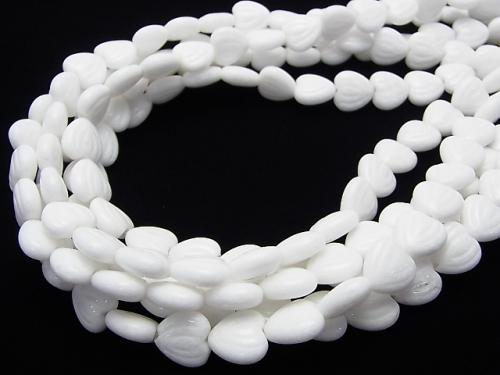 White Jade Vertical Hole Heart Carving 12 x 12 x 6 mm half or 1 strand (aprx.15 inch / 38 cm)