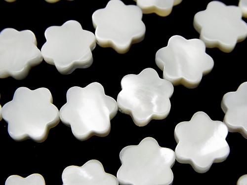 1strand $6.79! Mother of Pearl MOP White Flower 10x9x3mm 1strand beads (aprx.15inch/38cm)