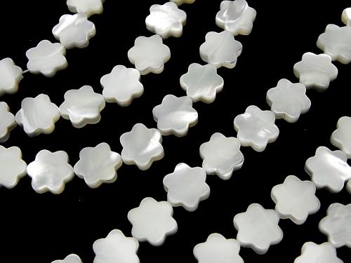 1strand $6.79! Mother of Pearl MOP White Flower 10x9x3mm 1strand beads (aprx.15inch/38cm)