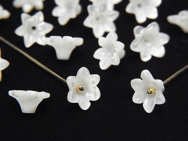 [Video]Mother of Pearl MOP White AAA 3D Flower [6mm][8mm][10mm] Center Hole 4pcs