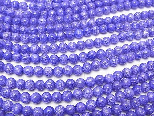 1strand $6.79! Blue Color 1 Cracked Crystal Round 6mm 1strand (aprx.15inch / 37cm)