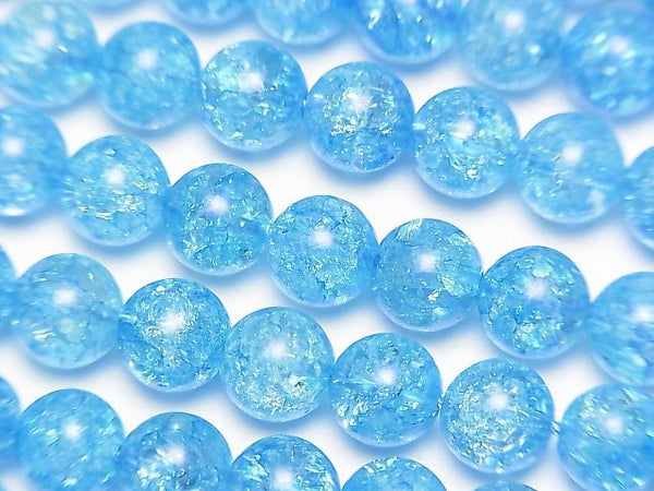 [Video] Blue color 2 Cracked Crystal Round 8mm 1strand beads (aprx.15inch/38cm)