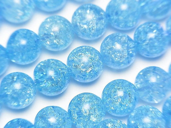 [Video] Blue color 2 Cracked Crystal Round 10mm half or 1strand beads (aprx.15inch/38cm)