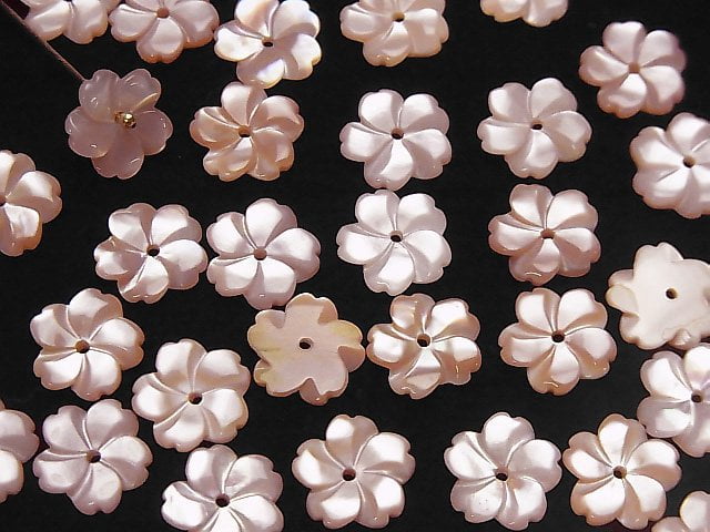 [Video] High quality pink Shell AAA flower [8mm][10mm][12mm] Center hole 3pcs