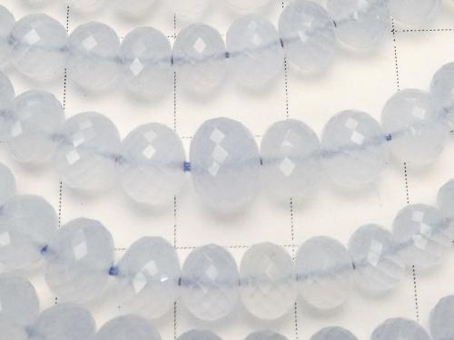 MicroCut! Natural color blue Chalcedony AAA Faceted Button Roundel half or 1strand (aprx.15 inch / 38 cm)