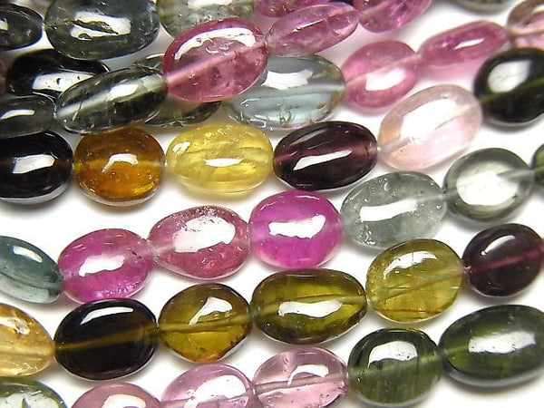 [Video] High Quality Tourmaline AAA Oval half or 1strand beads (aprx.14inch / 34cm)