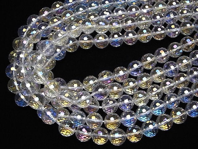 [Video]Aqua Crystal 128Faceted Round 10mm half or 1strand beads (aprx.15inch/36cm)