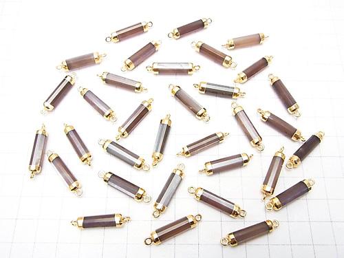 2 pcs $14.99! High Quality Brown Moon Stone AAA - Faceted Tube [Both Side] Gold Coating 2 pcs