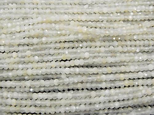 Diamond Cut! 1strand $9.79! White Moon Stone AAA - Faceted Button Roundel 3 x 3 x 2 mm 1strand (aprx.15 inch / 38 cm)