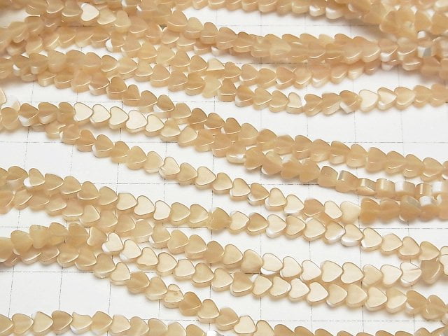 [Video]Mother of Pearl MOP Beige Small Size Vertical Hole Heart 4x4x2.5mm 1strand beads (aprx.15inch/37cm)