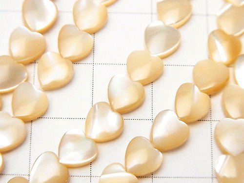 [Video] Mother of Pearl MOP Beige Vertical Hole Heart Shape 6x6x3mm 1strand beads (aprx.15inch / 38cm)