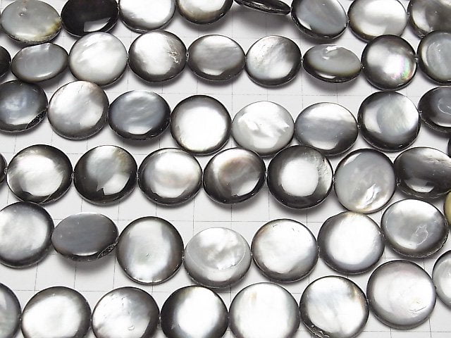[Video] Black Shell (Black-lip Oyster) AAA Coin 18x18x4mm half or 1strand beads (aprx.14inch / 35cm)