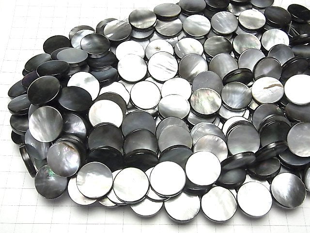 [Video] Black Shell (Black-lip Oyster) AAA- Coin 20x20x4mm half or 1strand beads (aprx.14inch / 34cm)