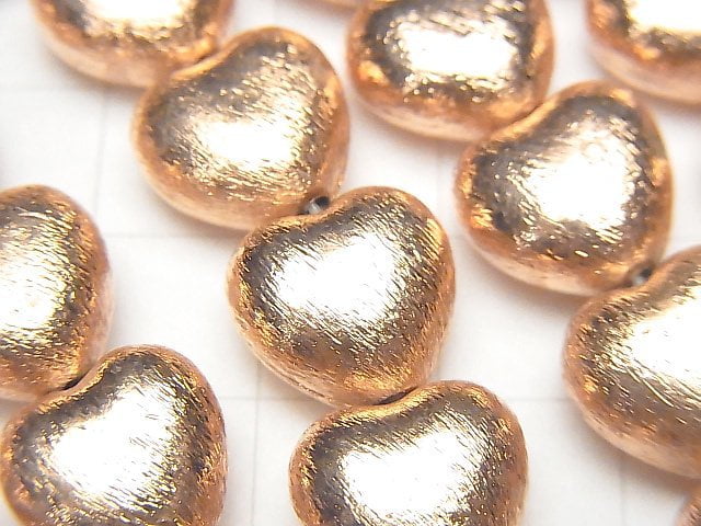 Copper Vertical Hole Heart 12x12x7mm half or 1strand beads (aprx.7inch/18cm)