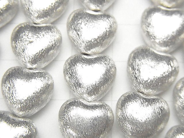 Copper Vertical Hole Heart 12x12x7mm Silver Coating half or 1strand beads (aprx.7inch/18cm)