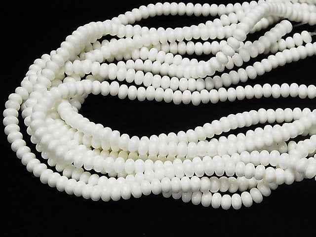 White Shell Roundel 6x6x3mm half or 1strand beads (aprx.15inch / 37cm)