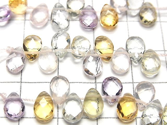 [Video] High Quality Mixed Stone AAA Faceted Pear Shape 7x5x3mm 1strand beads (aprx.2inch / 4cm)