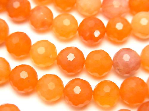 Diamond Cut! Orange Color Chalcedony 128 Faceted Round 8 mm half or 1 strand (aprx.15 inch / 37 cm)