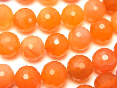 Diamond Cut! Orange Color Chalcedony 128 Faceted Round 10 mm half or 1 strand (aprx.15 inch / 37 cm)