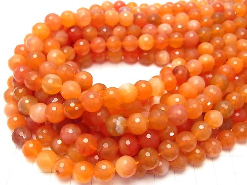 Diamond Cut! Orange Color Chalcedony 128 Faceted Round 10 mm half or 1 strand (aprx.15 inch / 37 cm)