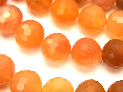 Diamond Cut! Orange Color Chalcedony 128 Faceted Round 12 mm half or 1 strand (aprx.15 inch / 36 cm)