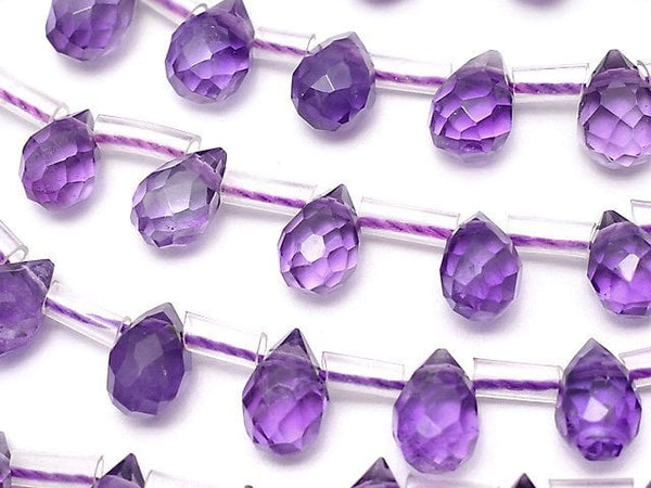 [Video]Amethyst AAA- Drop Faceted Briolette 7x5x5mm half or 1strand beads (aprx.15inch/38cm)