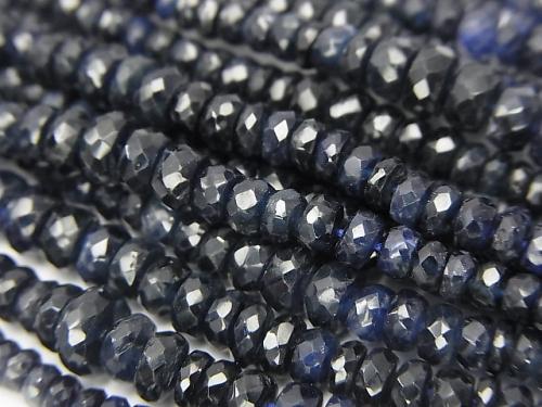 High Quality Blue Sapphire AAA Faceted Button Roundel half or 1strand (aprx.16 inch / 39 cm)