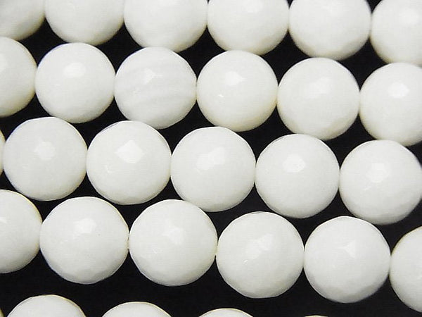 White Shell 128Faceted Round 10mm 1strand beads (aprx.14inch / 35cm)