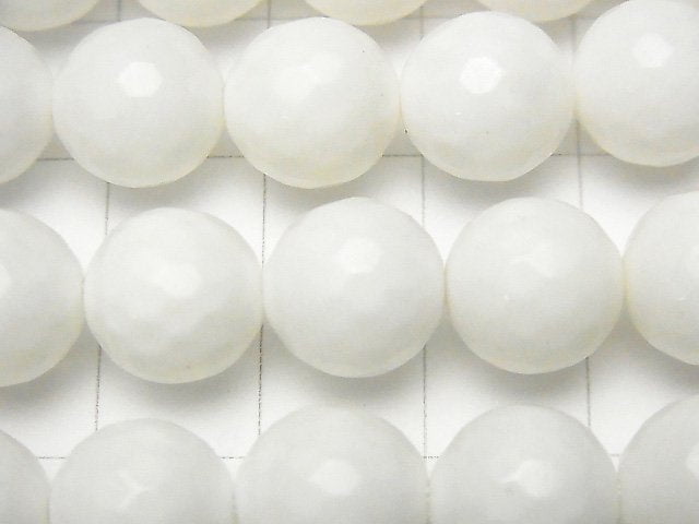 White Shell 128Faceted Round 10mm 1strand beads (aprx.14inch / 35cm)